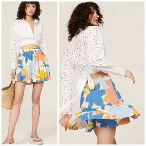 Anthropologie Peter Som Collective Bold Floral Skort Drawstring Size 6